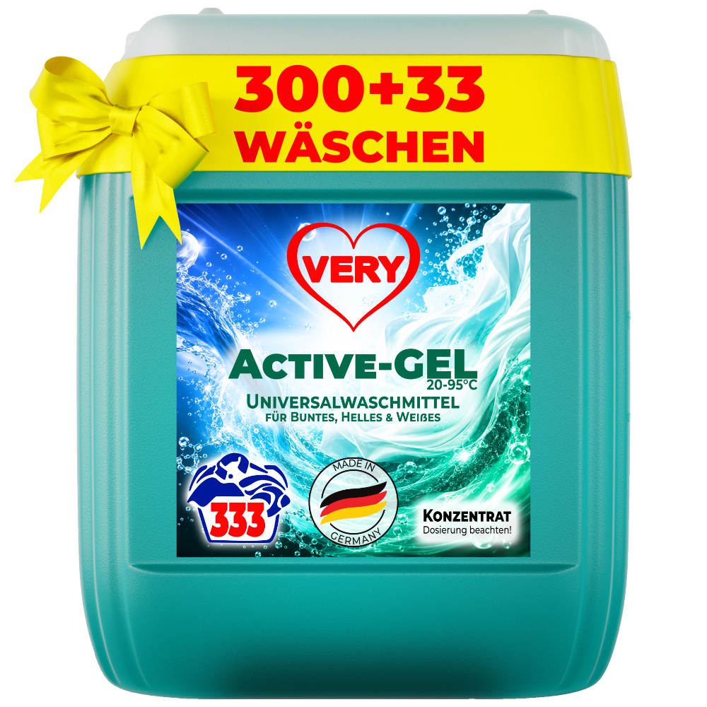 VERY Active-GEL, 333 Waschladungen, 10 Liter, 20°C - 95°C