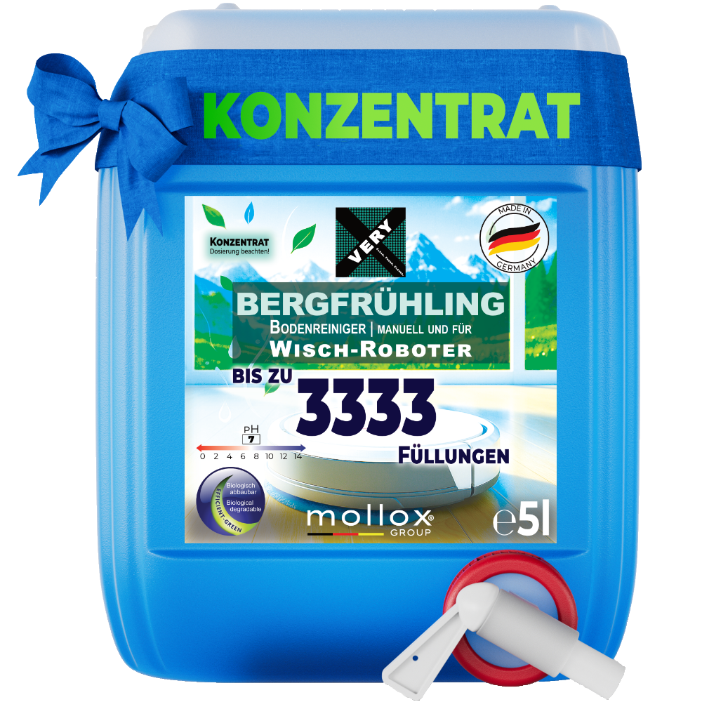 VERY Bergfrühling, Bodenreiniger für Wischroboter mit Frühlingsduft, 5L Kanister